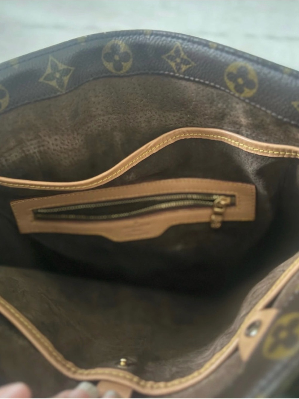 Louis Vuitton Monogram Canvas Tote with Tan Straps - Picture 8 of 12